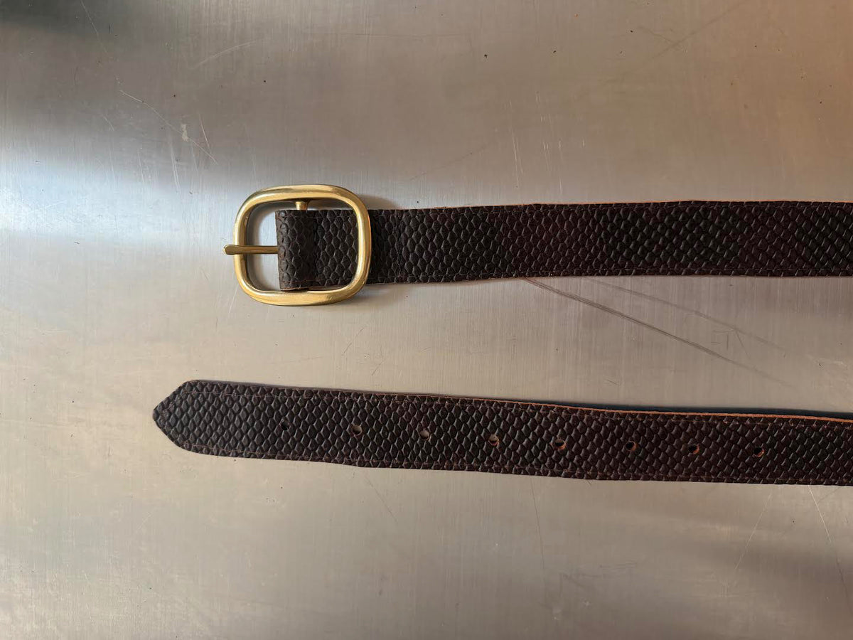 Brown and Gold Leather Belt