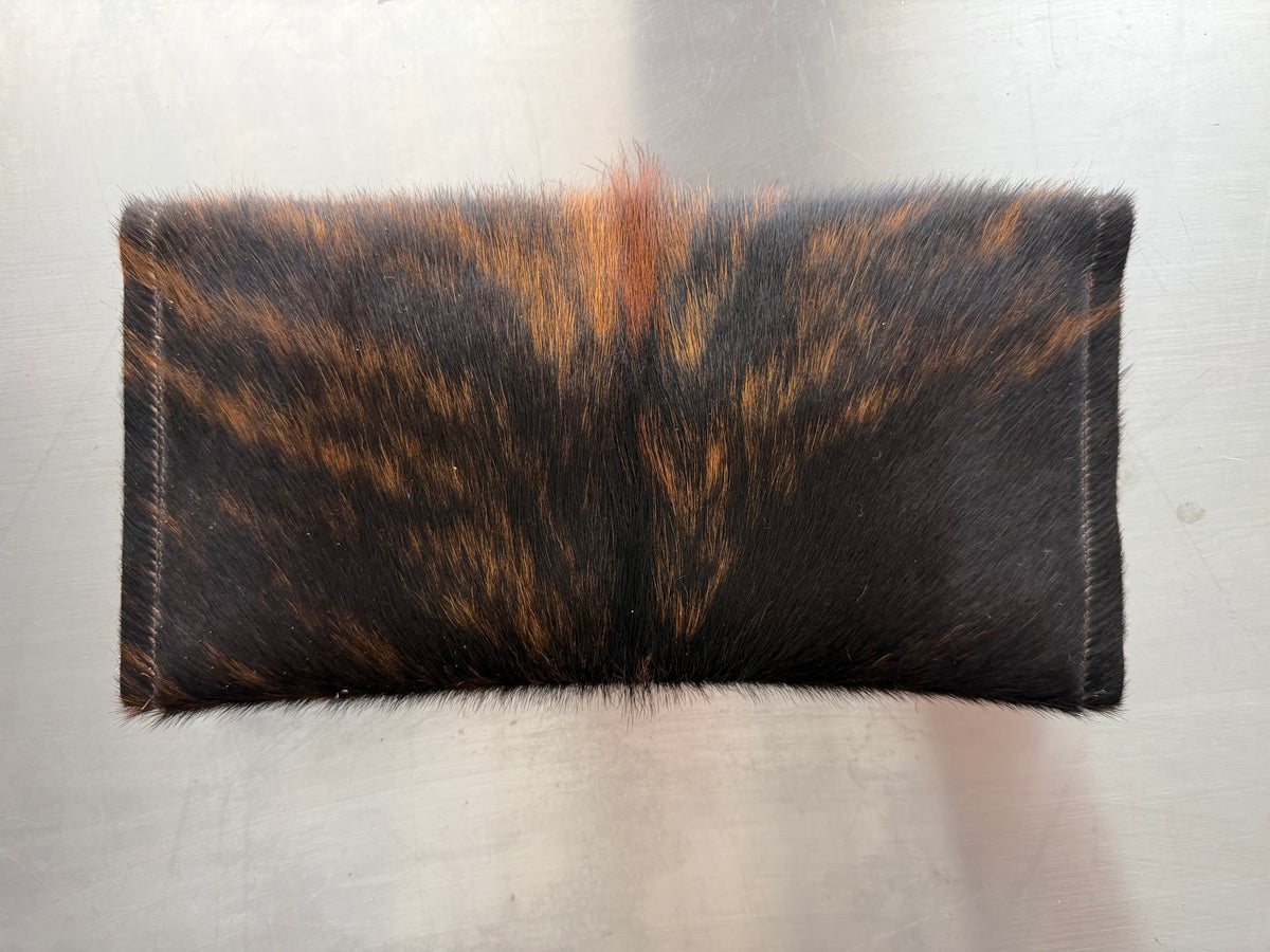 Black & Orange Brindle Cowhide Clutch