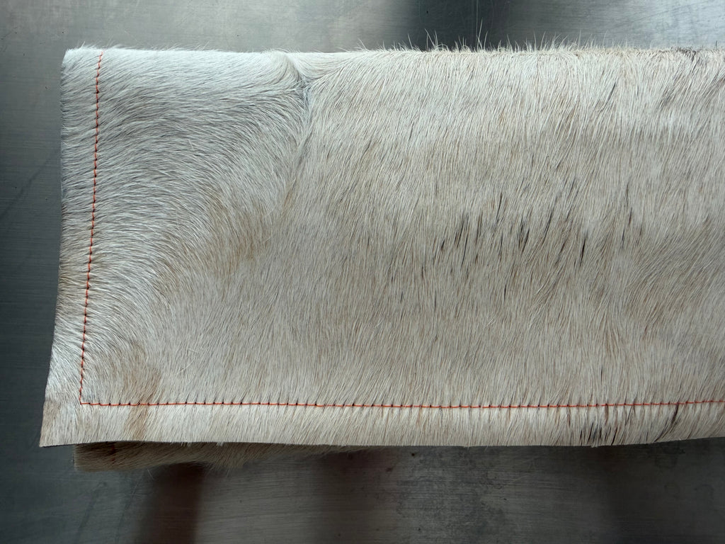 White & Tan Cowhide Clutch