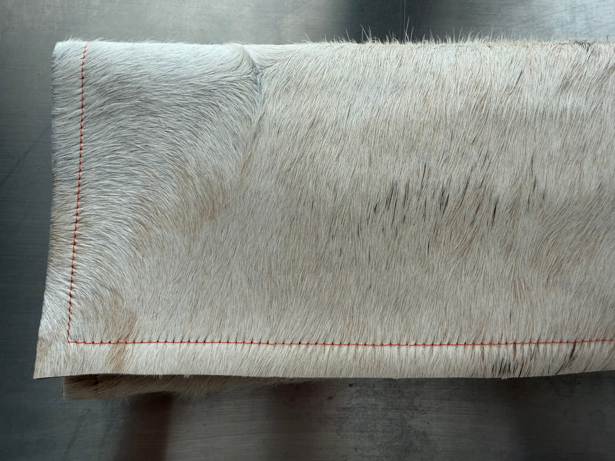 White & Tan Cowhide Clutch