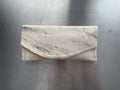 White & Tan Cowhide Clutch