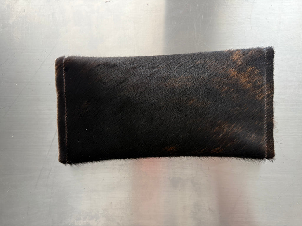 Black & Orange Brindle Cowhide Clutch