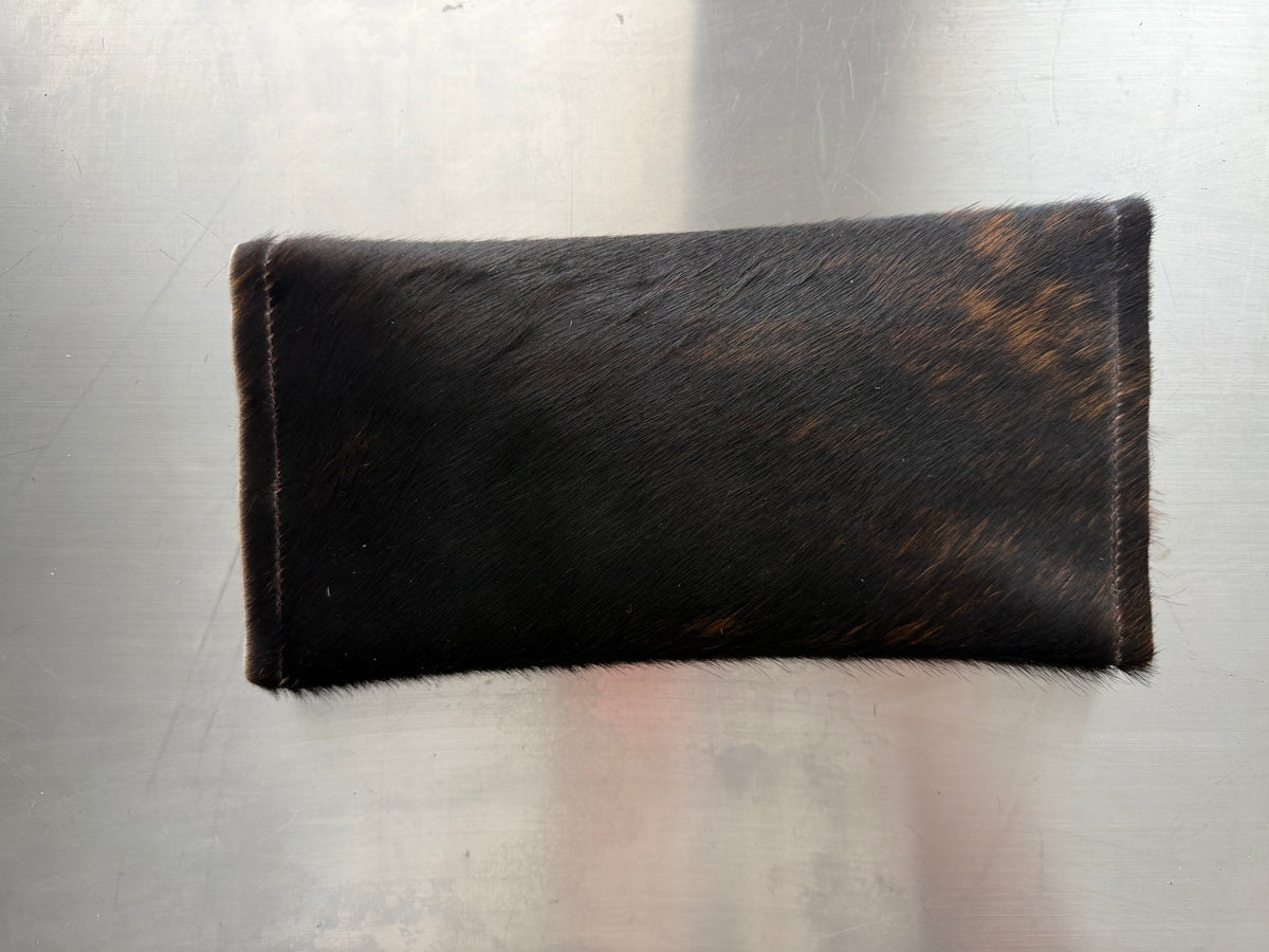 Black & Orange Brindle Cowhide Clutch