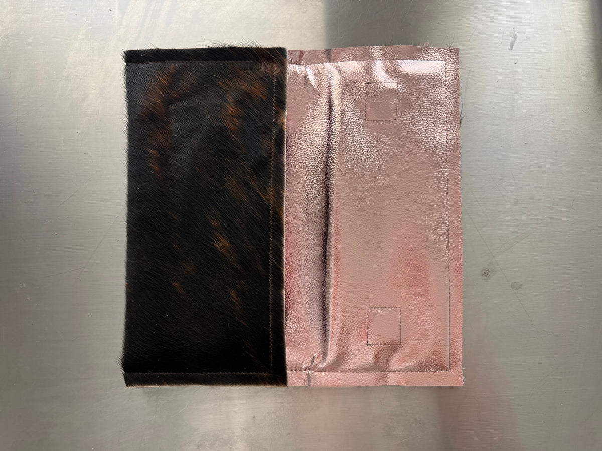 Black & Orange Brindle Cowhide Clutch