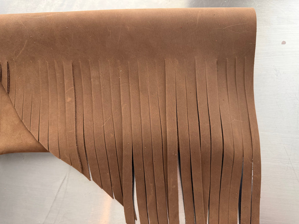 Brown Leather Fringe Clutch