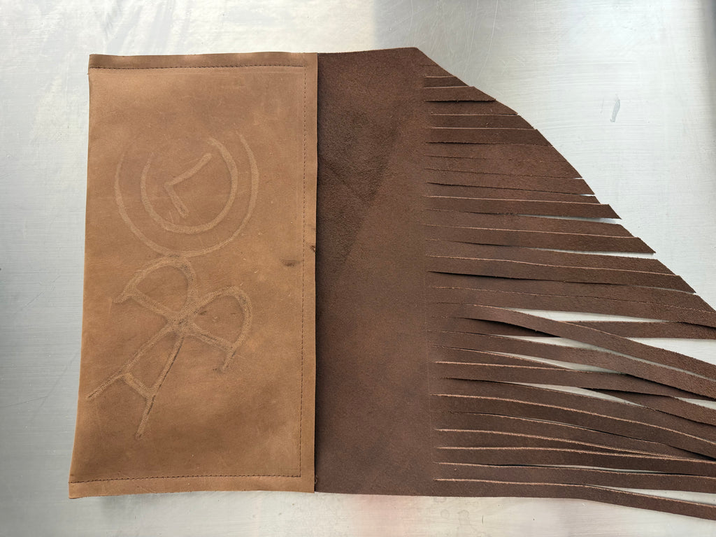 Brown Leather Fringe Clutch
