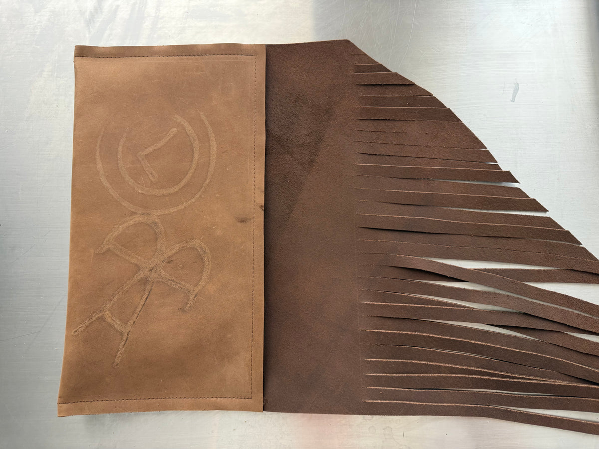 Brown Leather Fringe Clutch