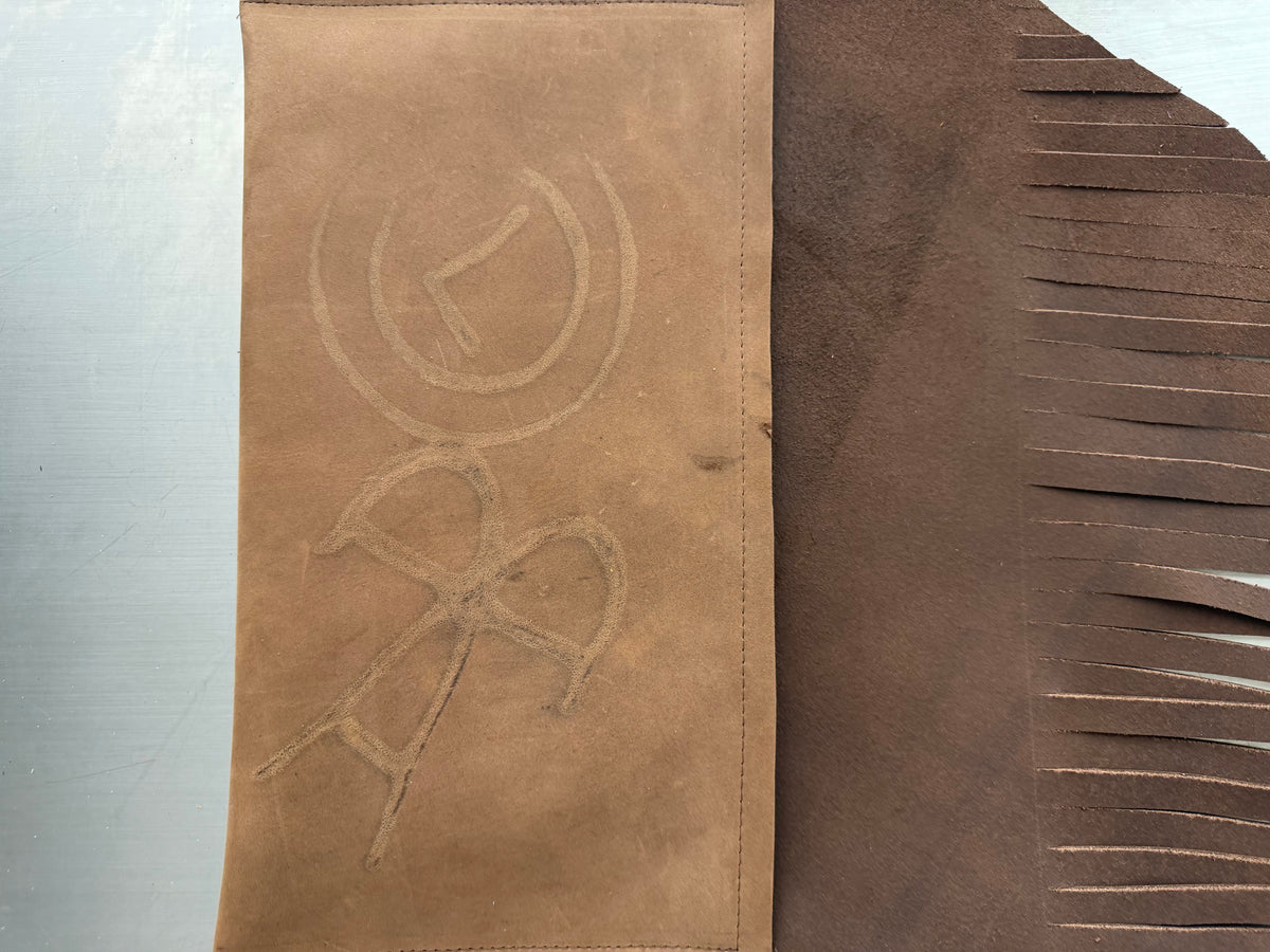 Brown Leather Fringe Clutch