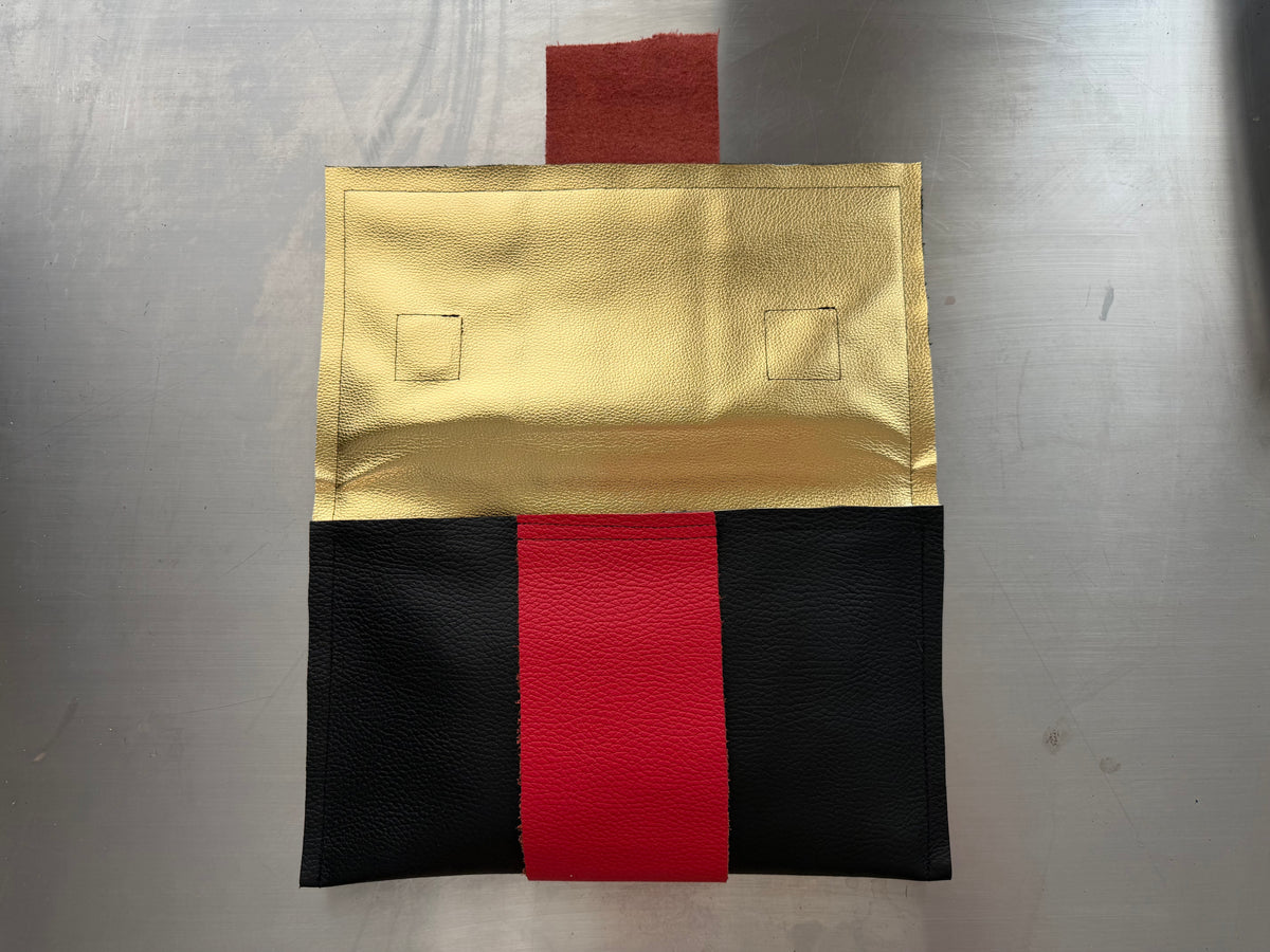 Black and Red Leather Clutch