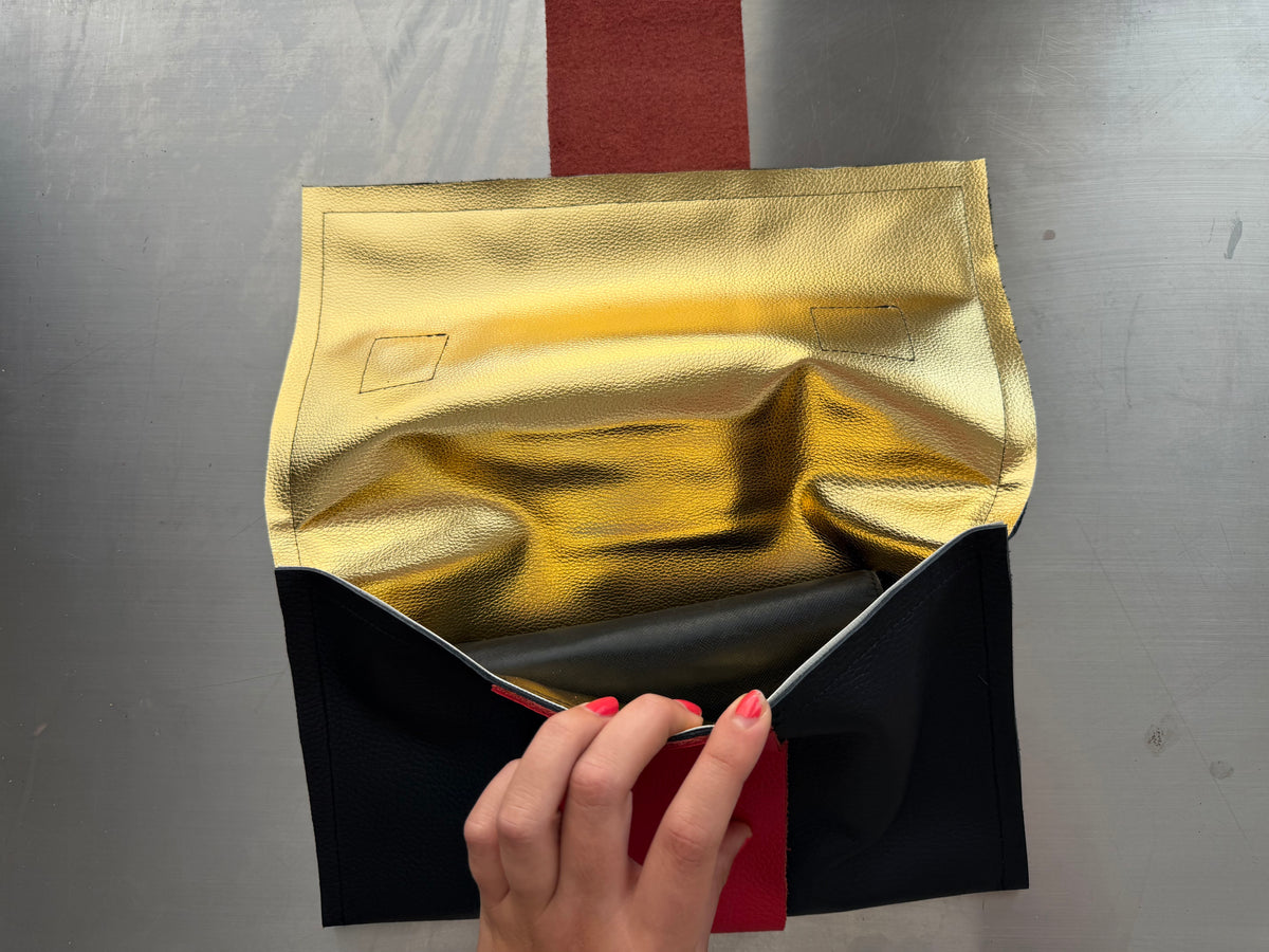 Black and Red Leather Clutch