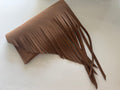 Brown Leather Fringe Clutch