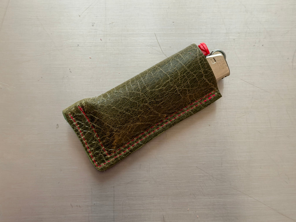 Green Leather Handheld Lighter Case