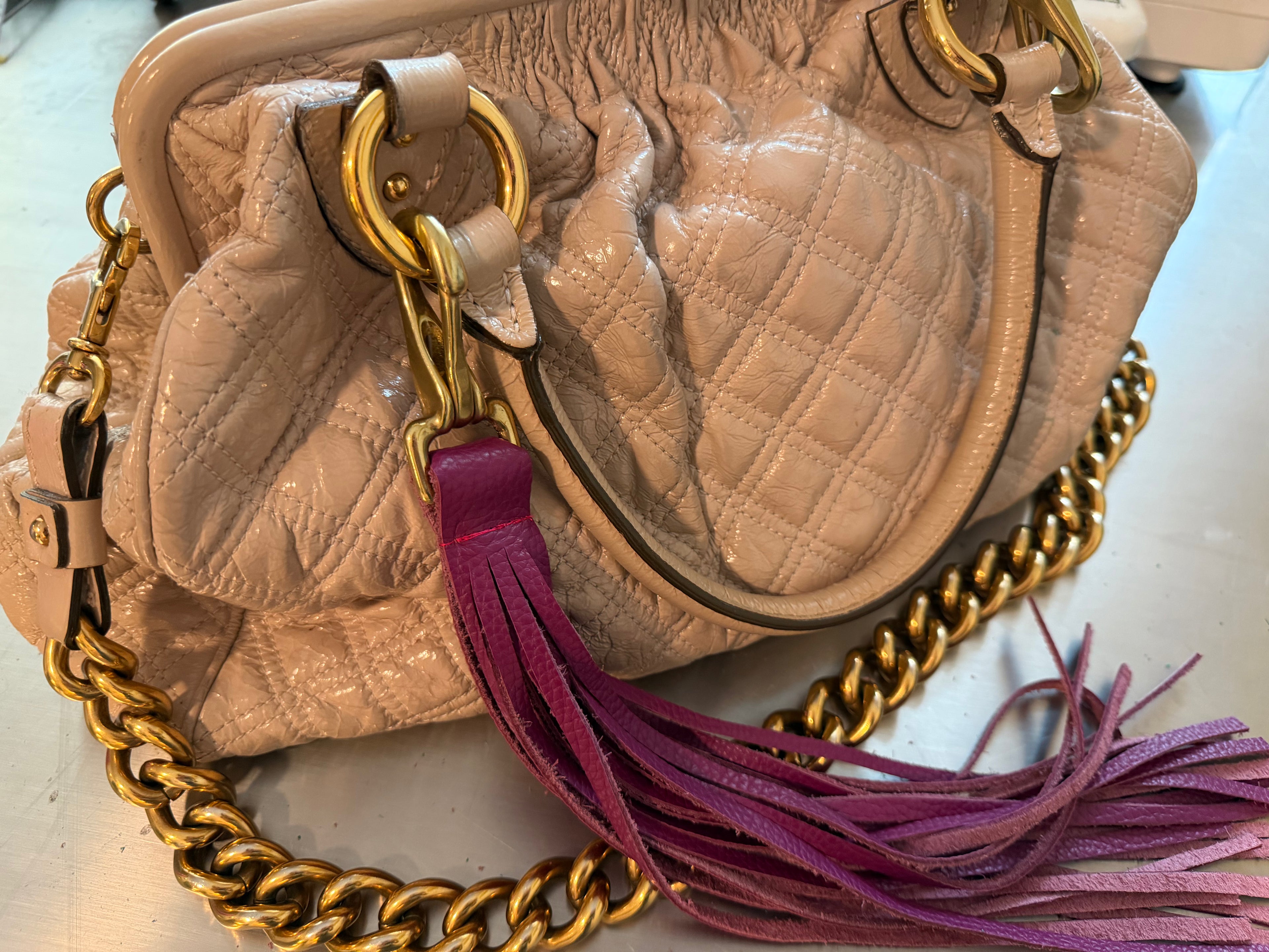 Plum Fringe Keychain