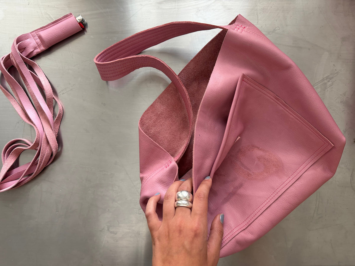 Baby Pink Leather Shoulder Bag