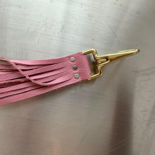 Baby Pink Leather Fringe Keychain