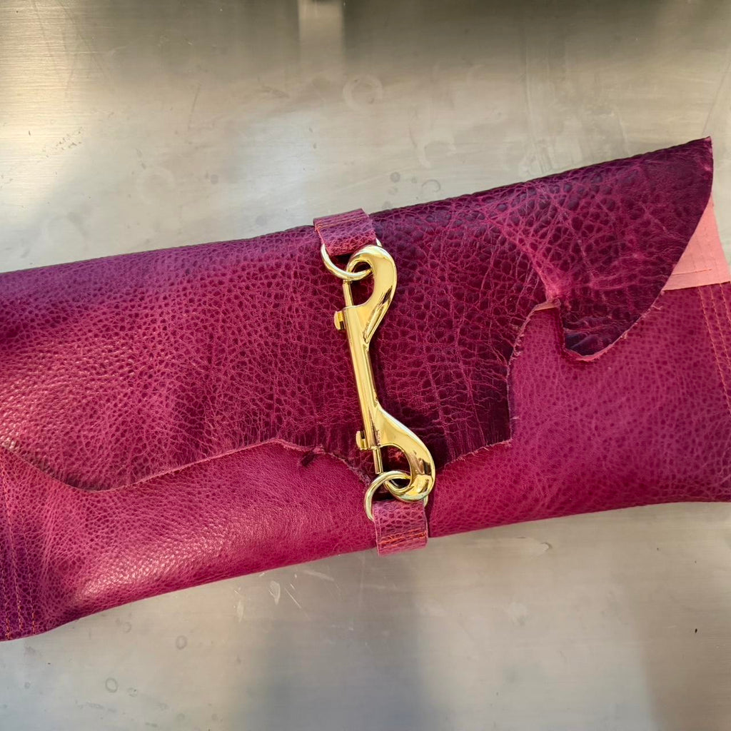 Pebbled Pink Gold Clasp Clutch