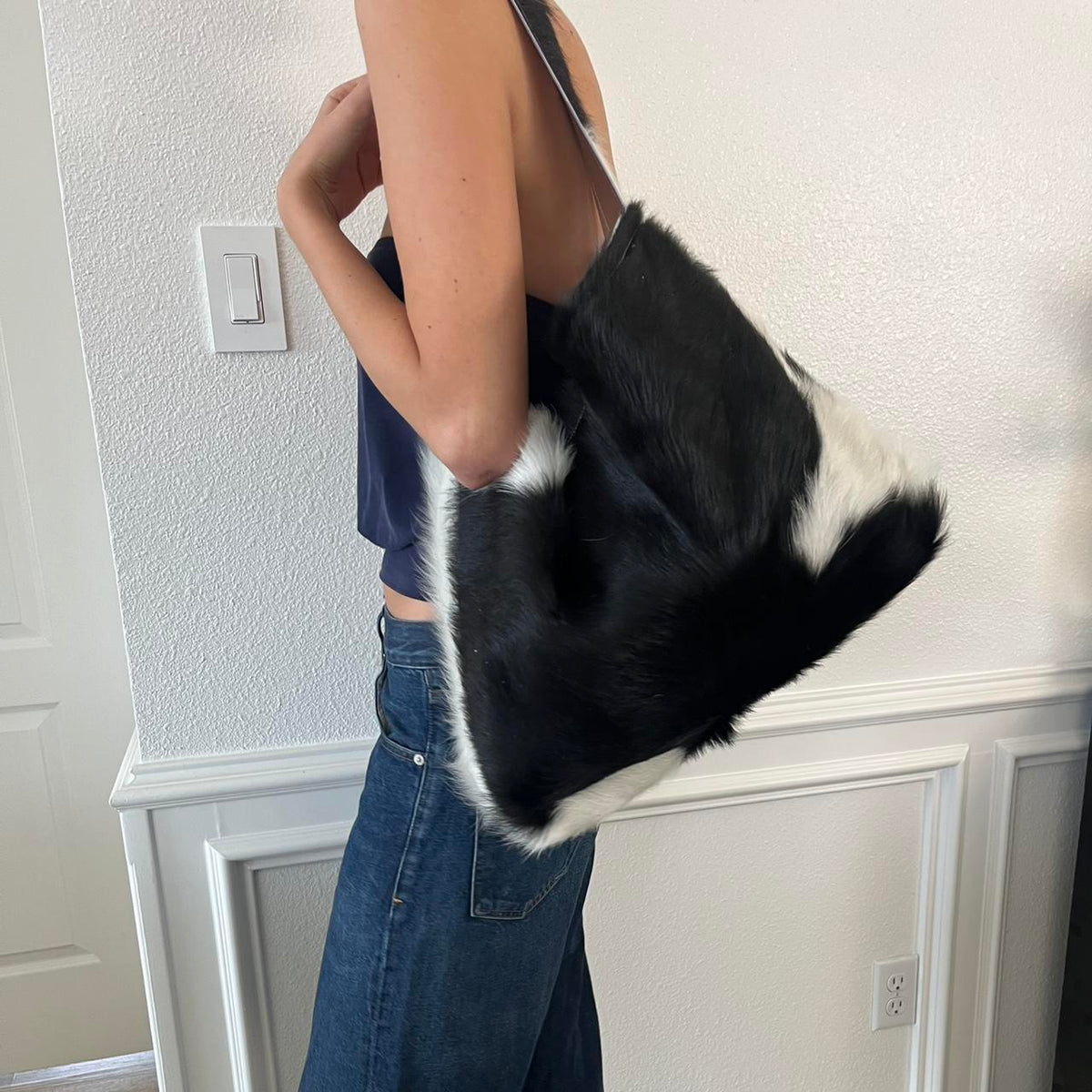 Black & White Cowhide Shoulder Bag
