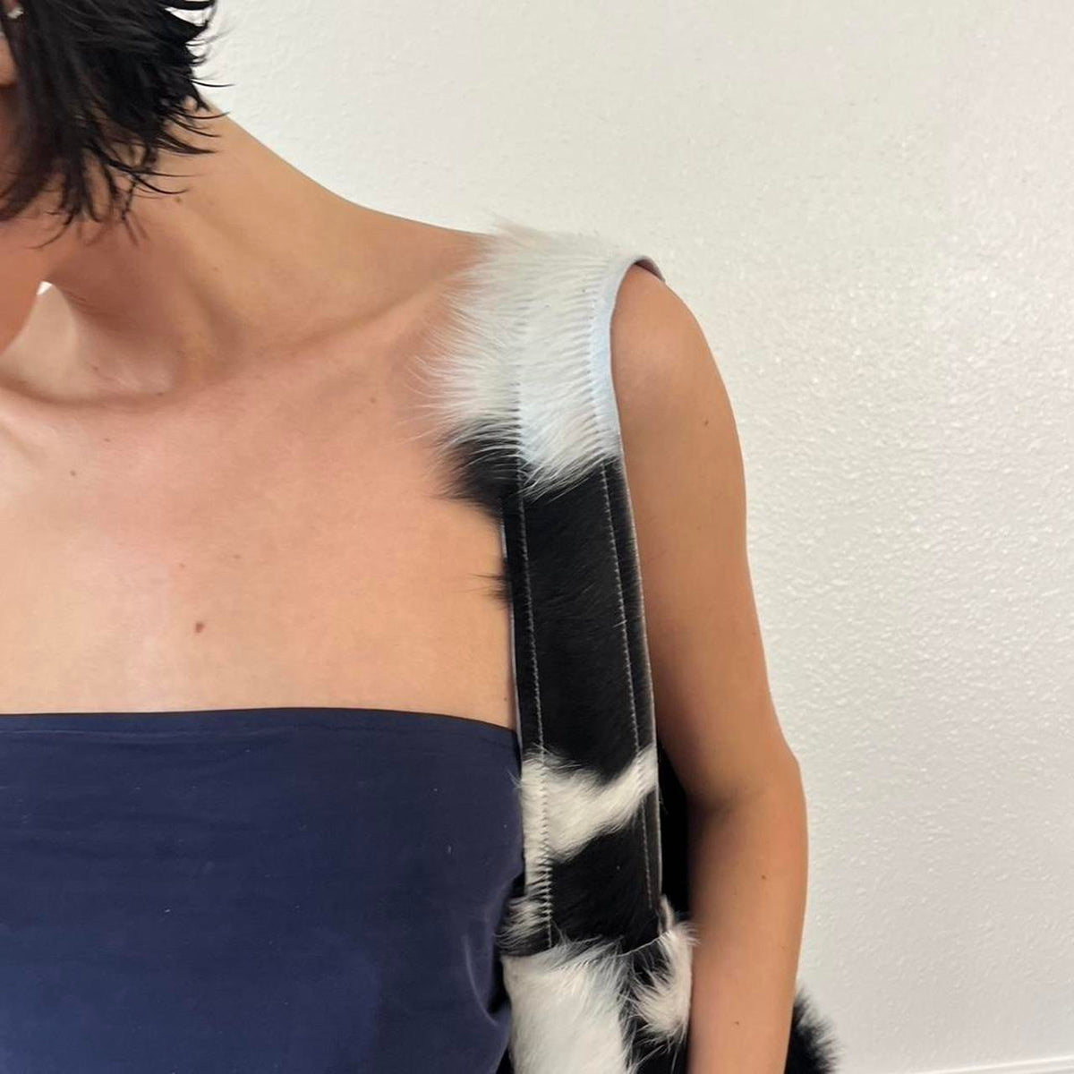 Black & White Cowhide Shoulder Bag