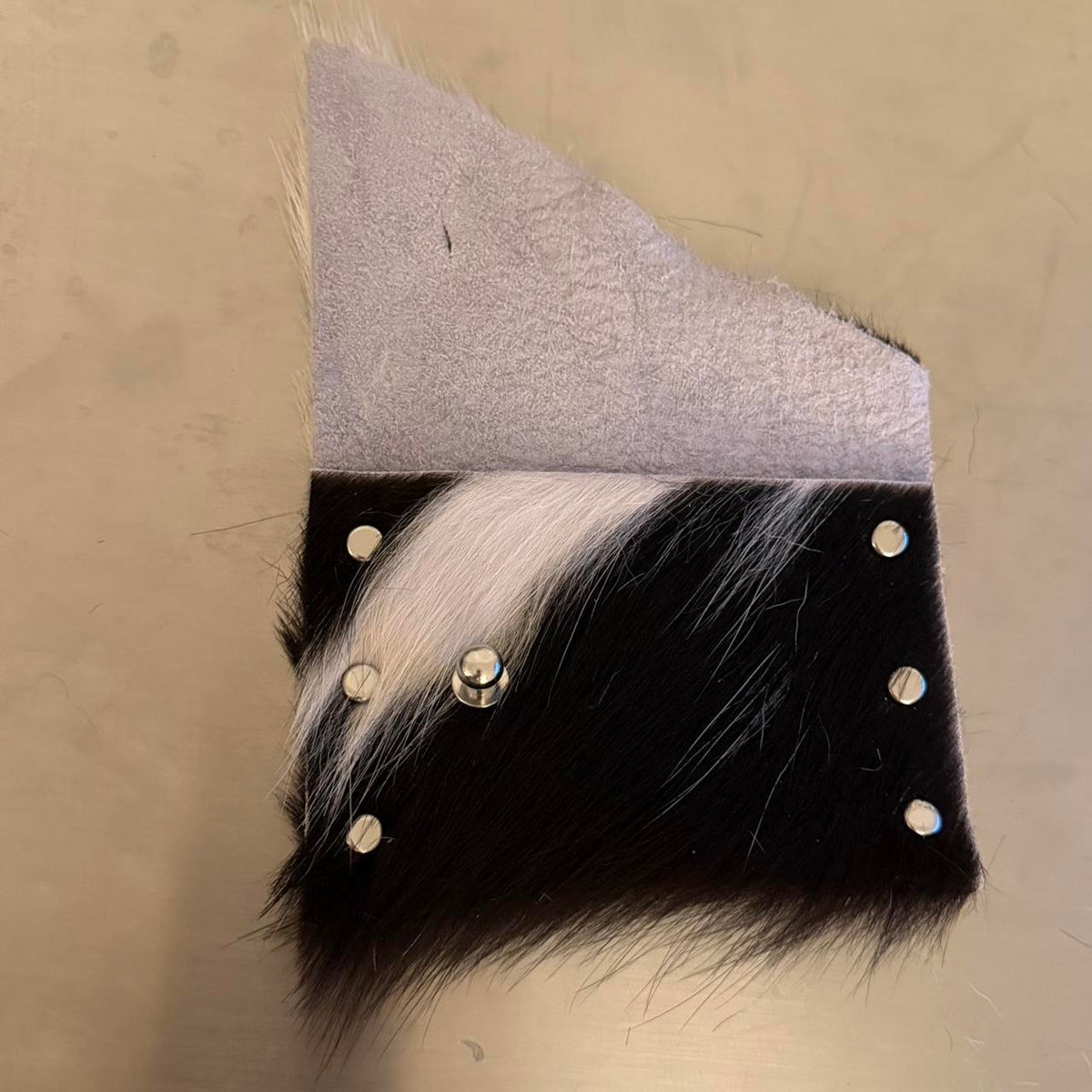 White and Black Cowhide Cardholder