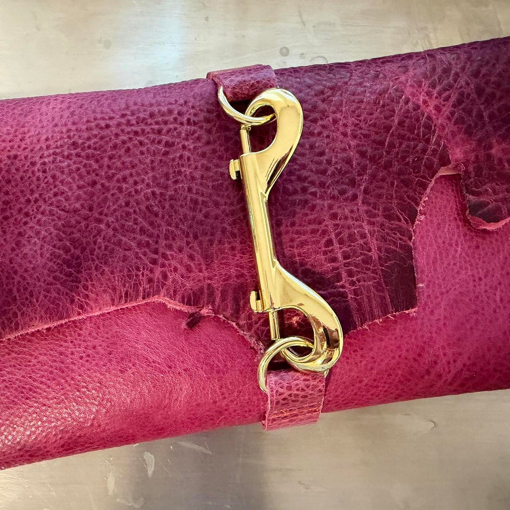 Pebbled Pink Gold Clasp Clutch