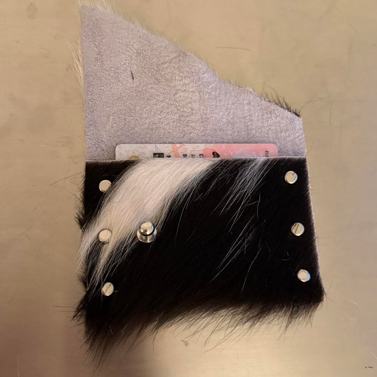 White and Black Cowhide Cardholder