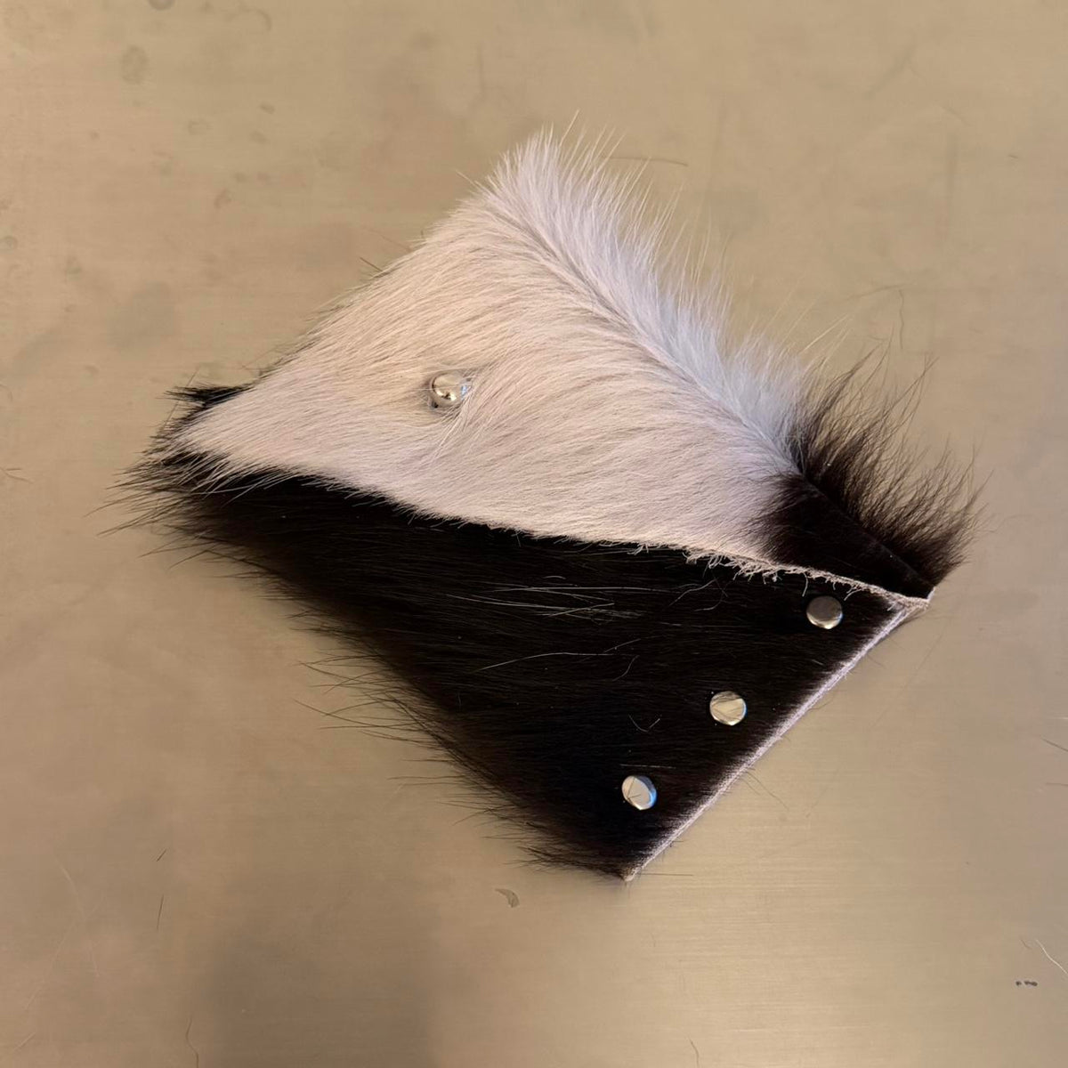 White and Black Cowhide Cardholder