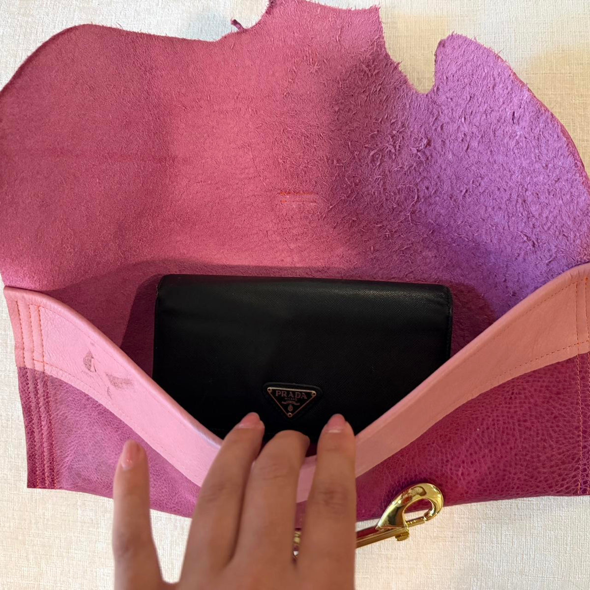 Pebbled Pink Gold Clasp Clutch