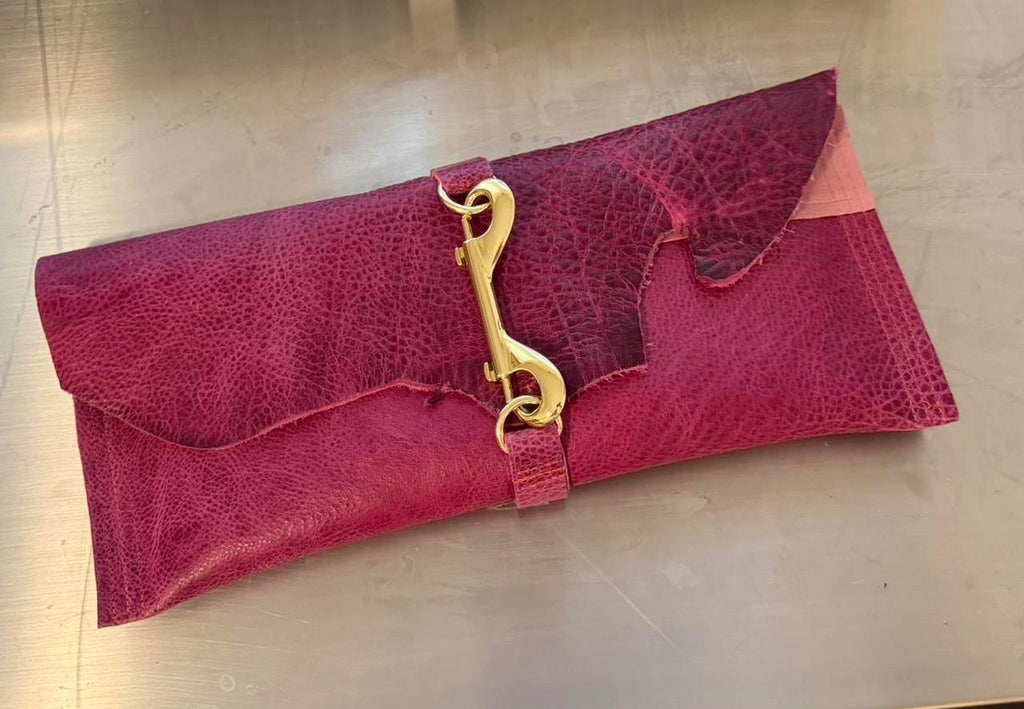 Pebbled Pink Gold Clasp Clutch