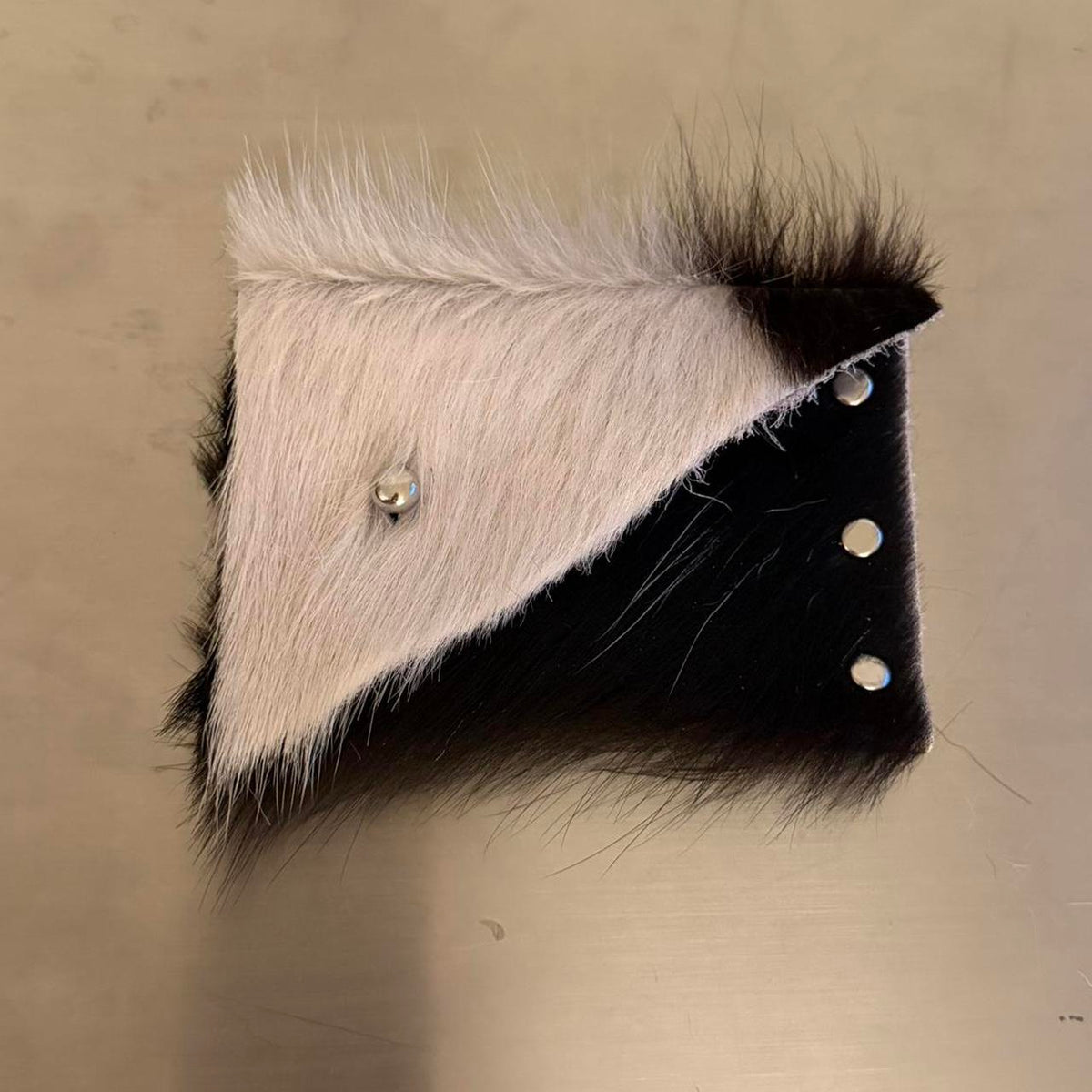 White and Black Cowhide Cardholder