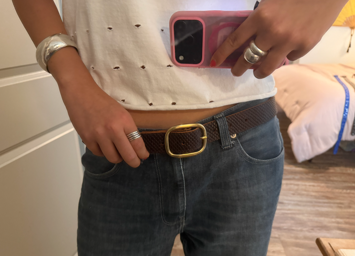 Brown and Gold Leather Belt